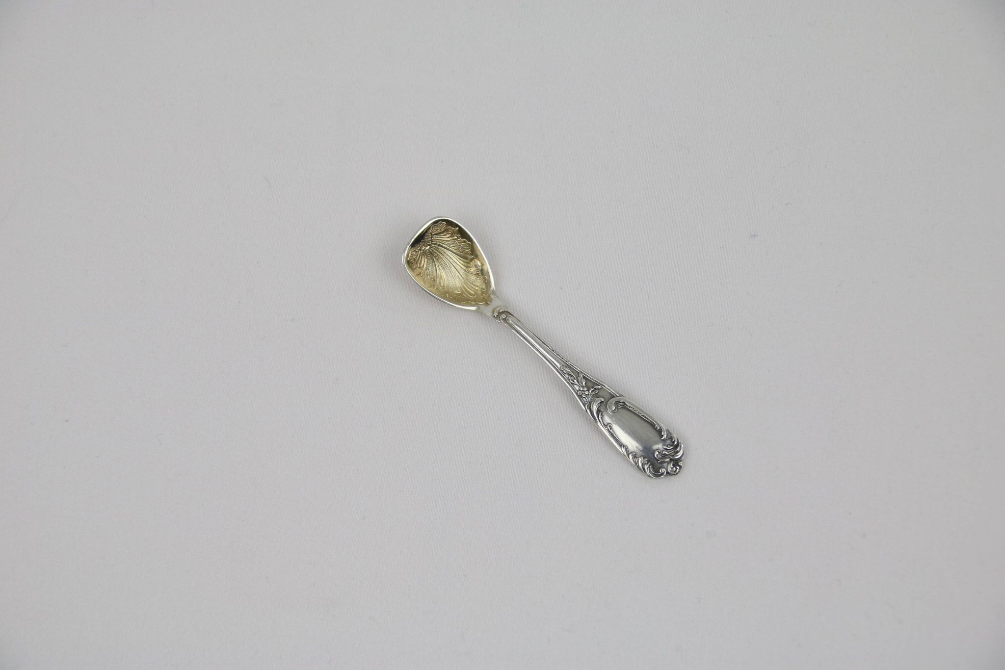 Louis XV Style Salt Shovel In Sterling Silver And Vermeil