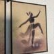 Vintage 1930s triptych mirror depicting a barber, hairdresser, and young dancer