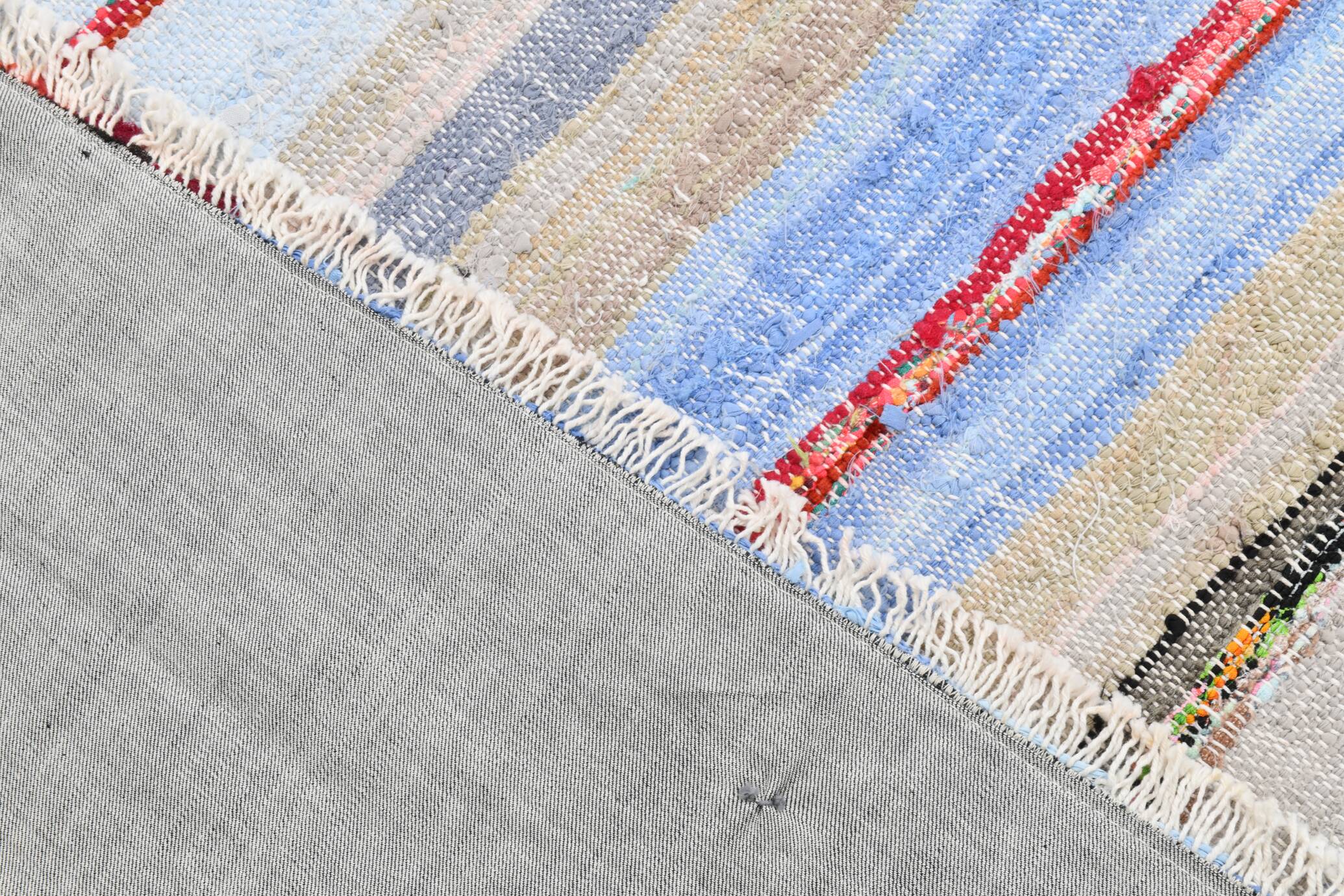 Tapis Kilim à rayures bleu clair 4x6, 117x177 cm
