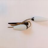 Lunel 1960 wall lamp, opaline, metal and golden brass