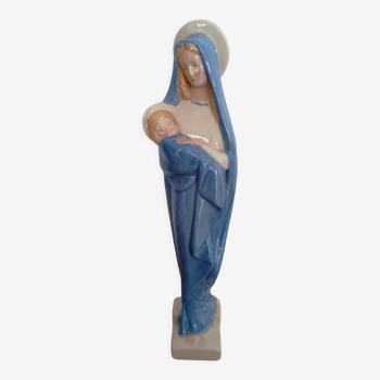 Statue vierge Faience Desvres Fourmaintraux H 28 cm