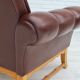 Fauteuil danois vintage, années 1970, cuir, bois de chêne