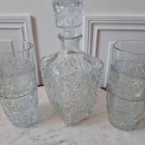 Lot de carafe et ses 6 verres à whisky années 70
