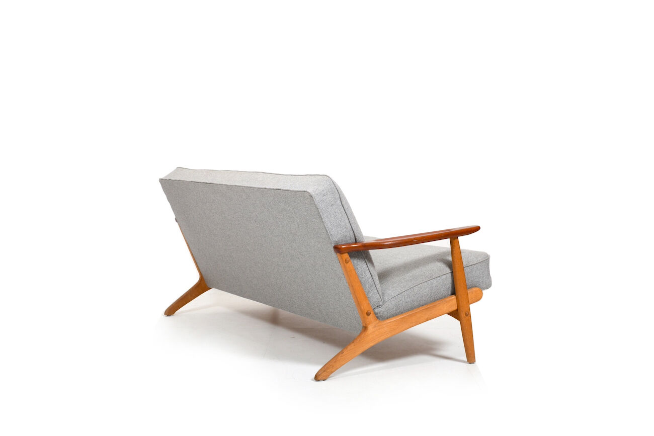 1950s danish 3-seater sofa in solid oak and teak