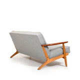 1950s danish 3-seater sofa in solid oak and teak