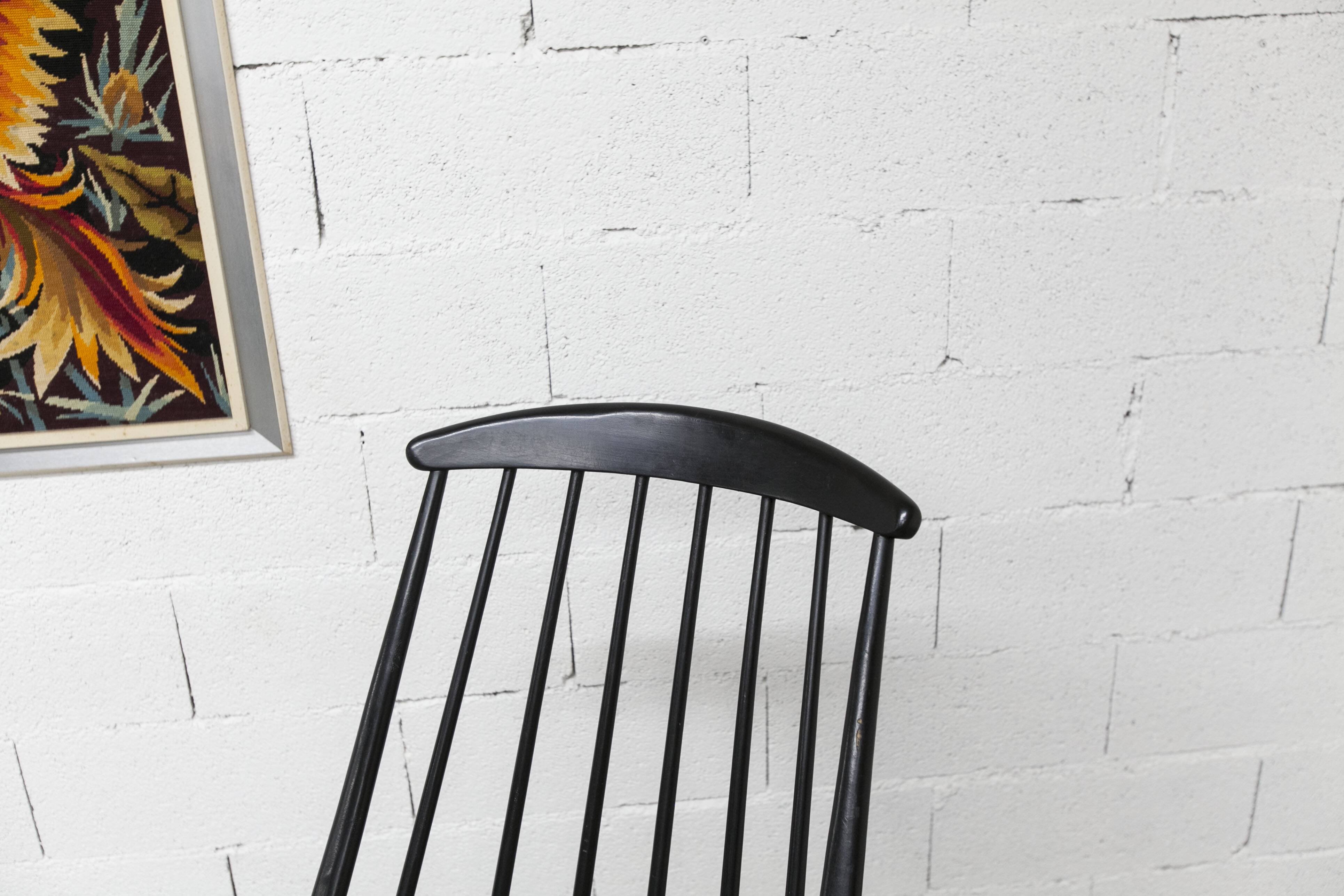 Grandessa rocking chair in black beech by Lena Larsson 1960 for Nesto