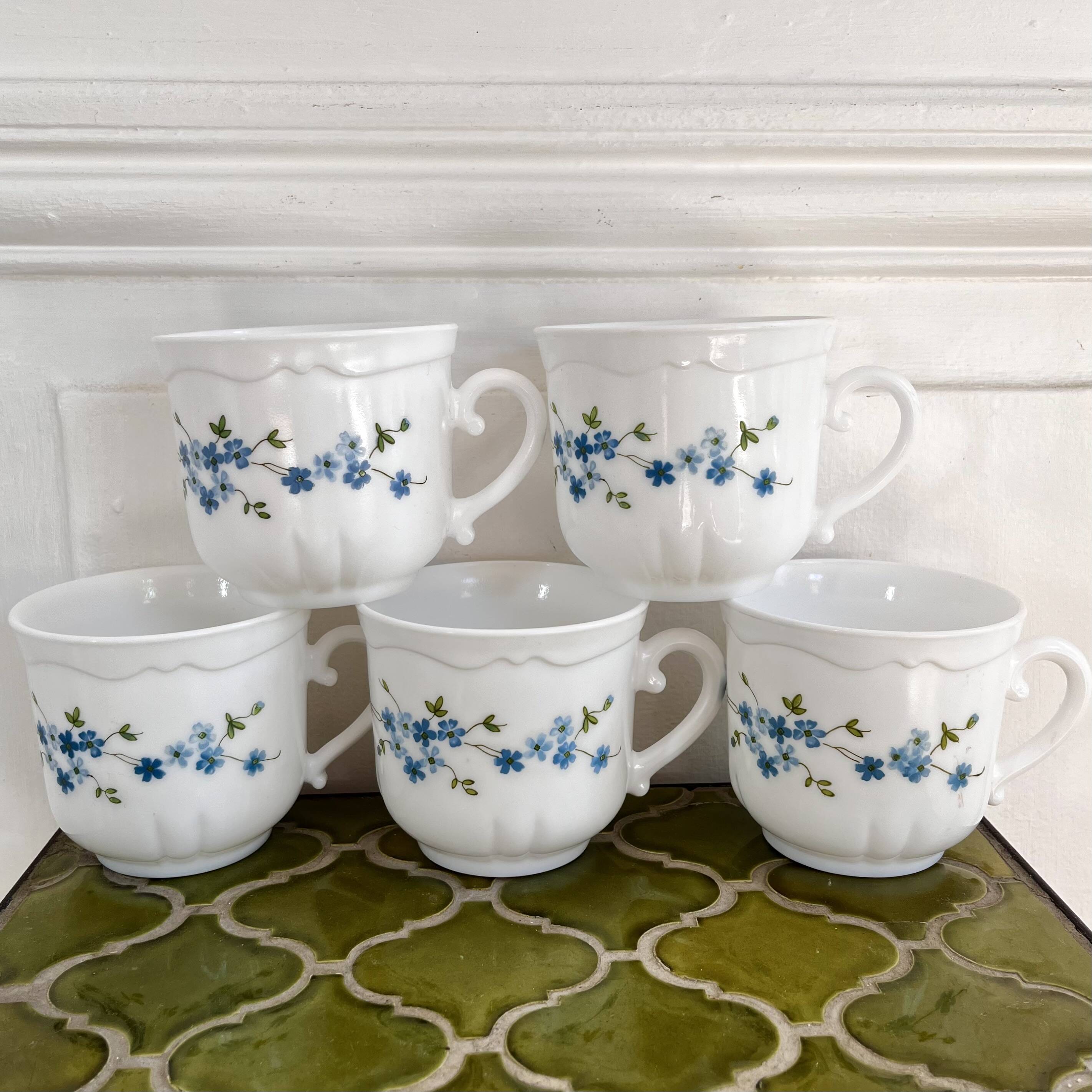 Lot 5 large vintage Arcopal myosotis Veronica tea and coffee cups
