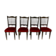 4 CHAIRS Napoleon III, black lacquered, seats Red Velvet
