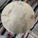 Neoclassical coffee table Louix XV in white marble and brass