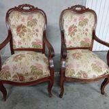 Antique Louis Philippe mahogany armchairs, set of 2