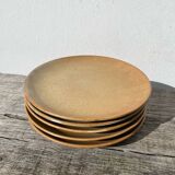 5 assiettes en dessert en grès beige