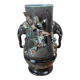Vase ancien en barbotine décor éléphants et fleurs