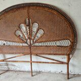 Old headboard "Peacock" in rattan / Emmanuelle