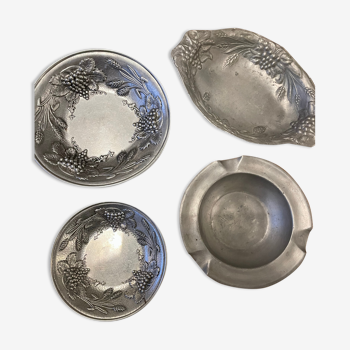 Set of pewter objects