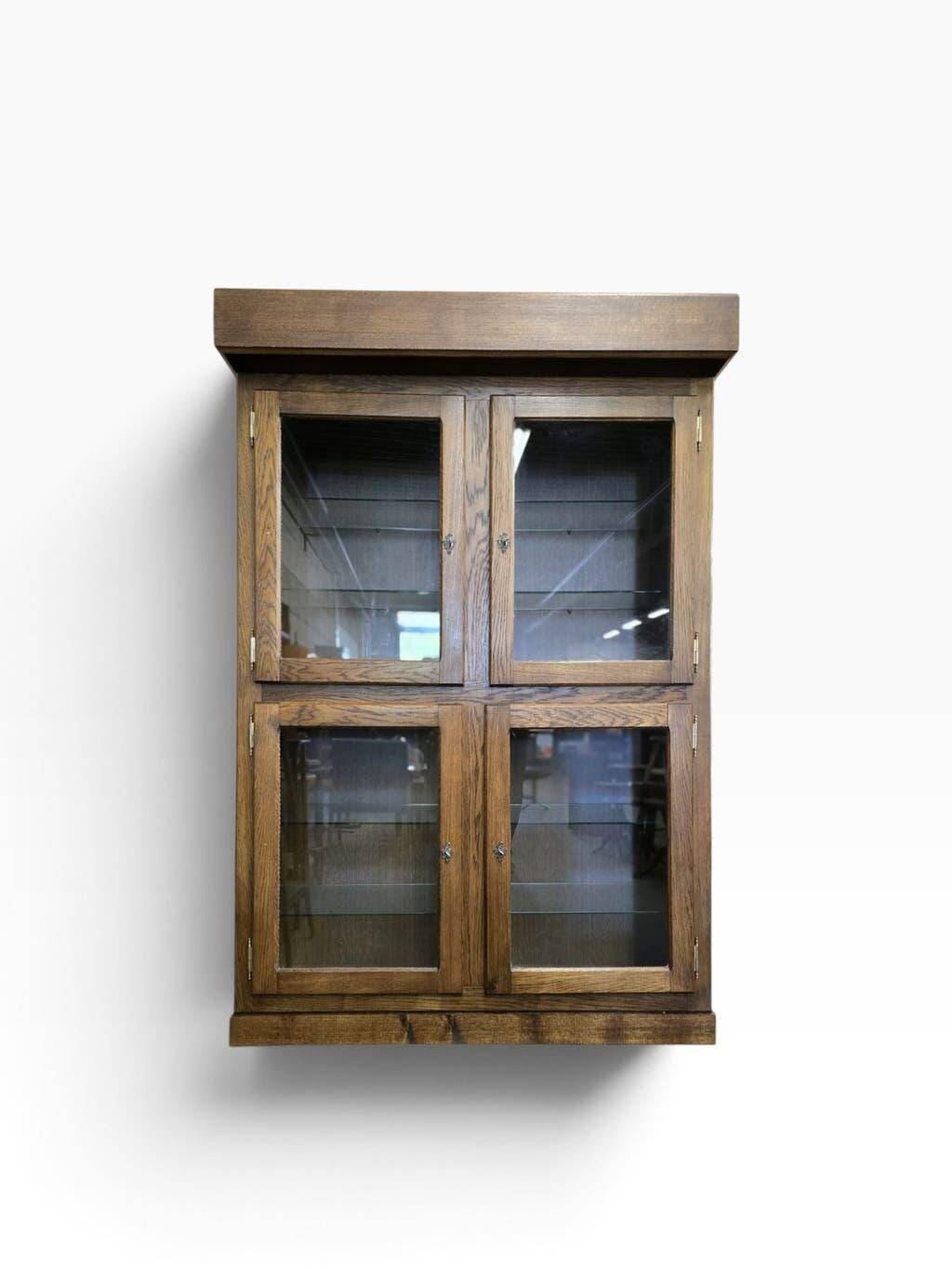 Robust vintage wooden display cabinet