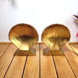 Pair of brass shell bookends