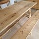 farm table and wooden benches
