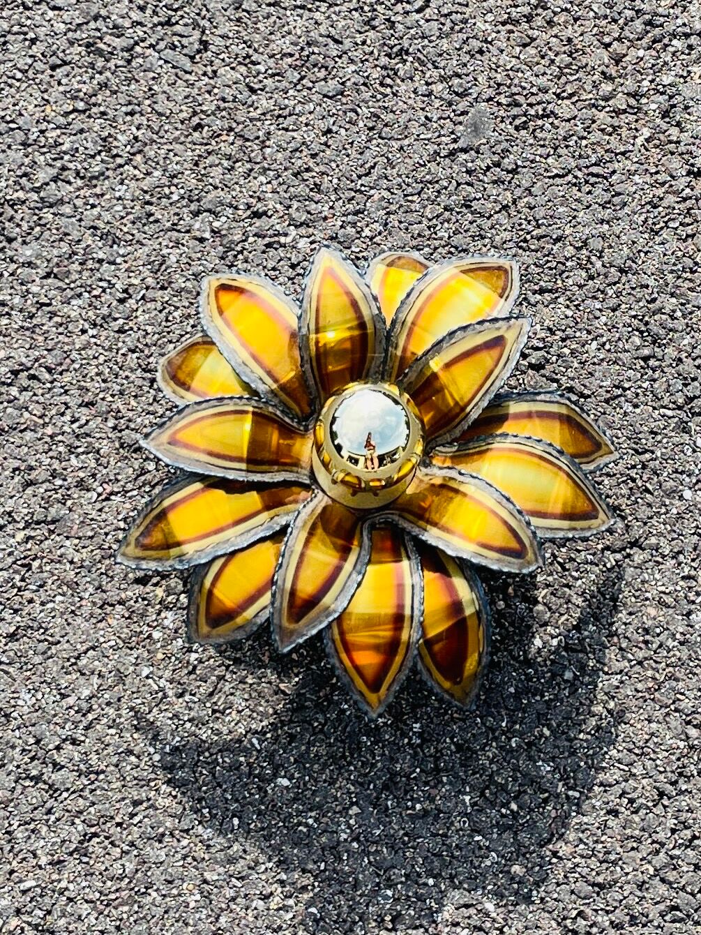 Vintage wall lamp  1970 brass flower