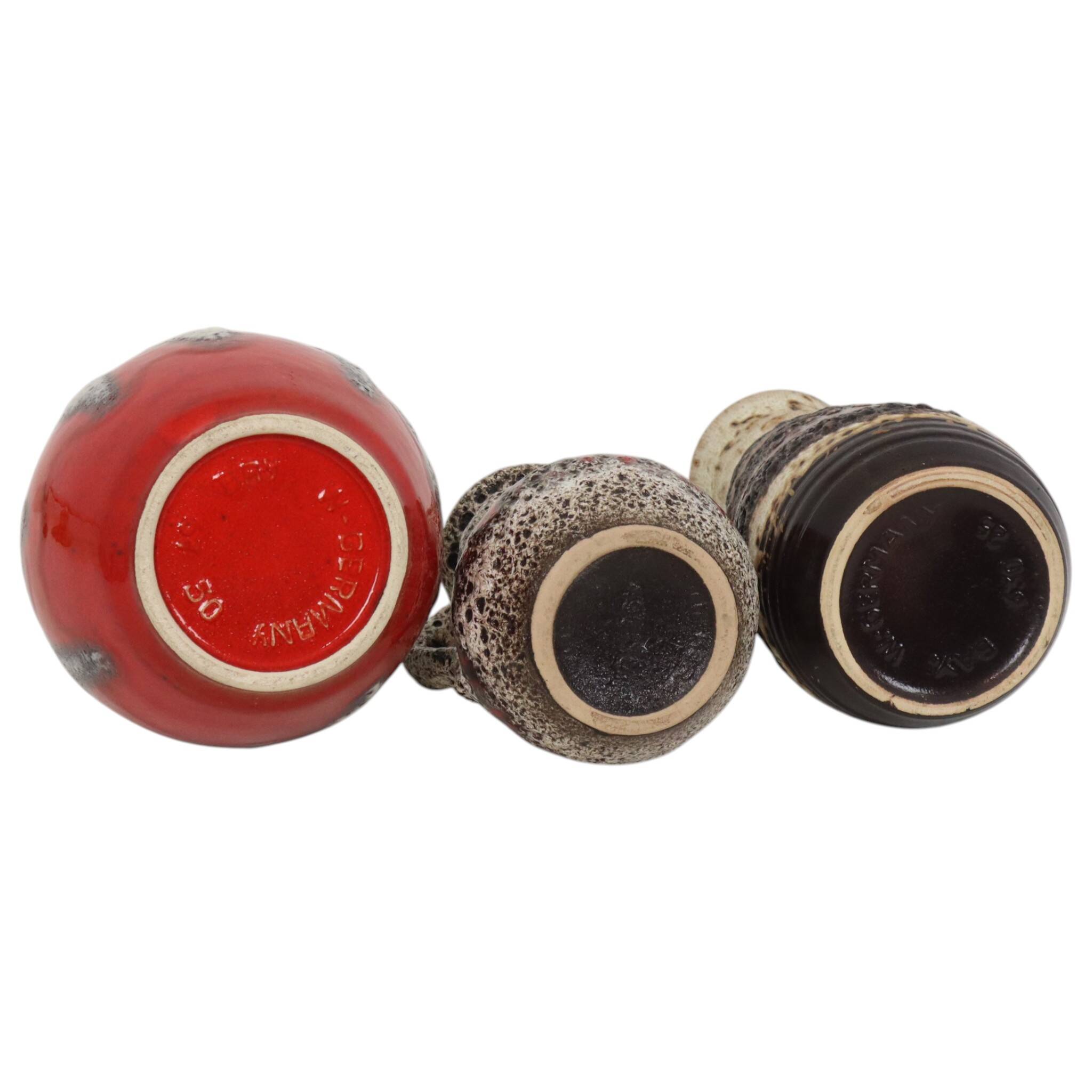 Set of 3 West German Fat Lava Pottery Vases
