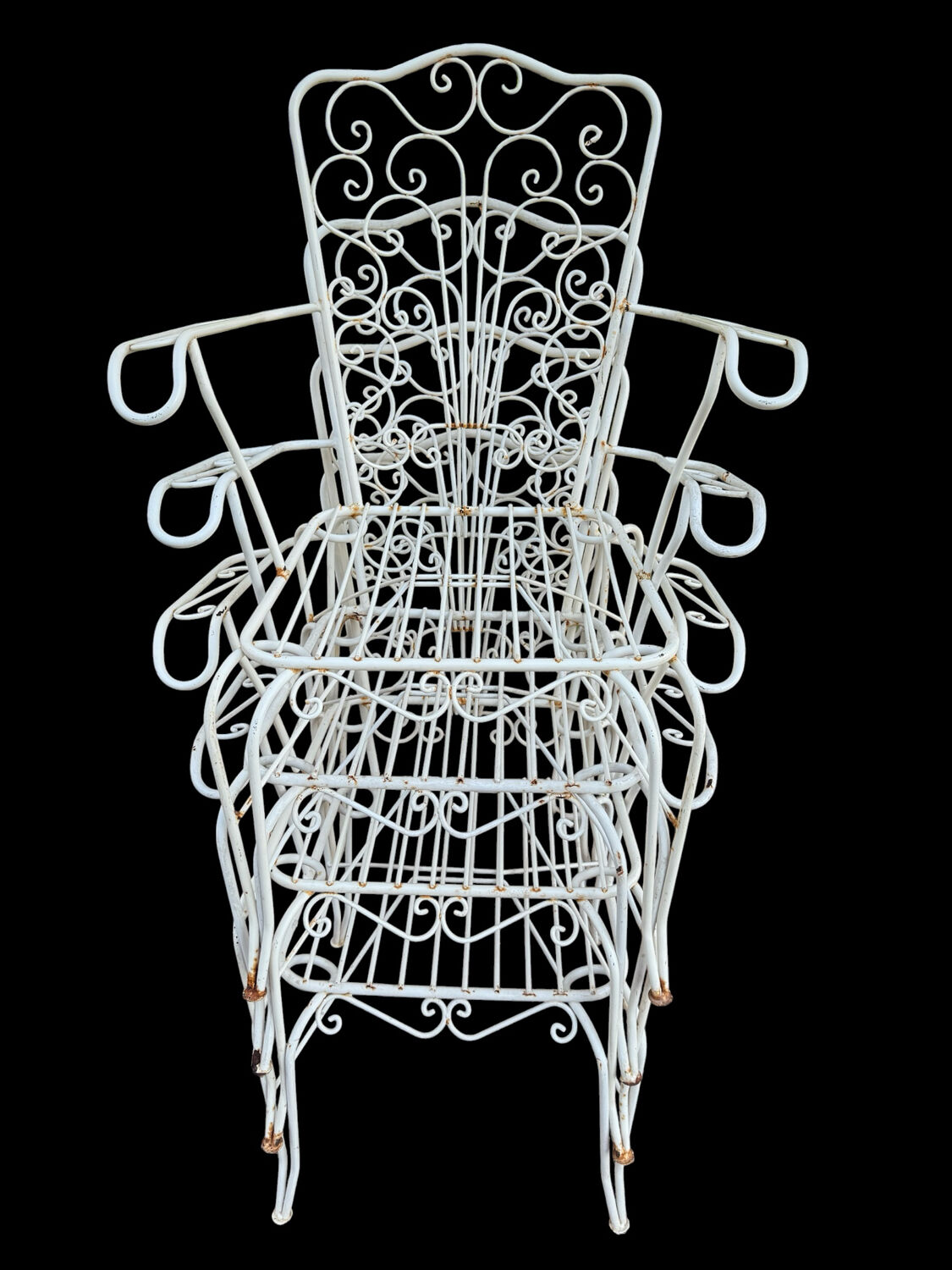 4 Provençal wrought iron armchairs