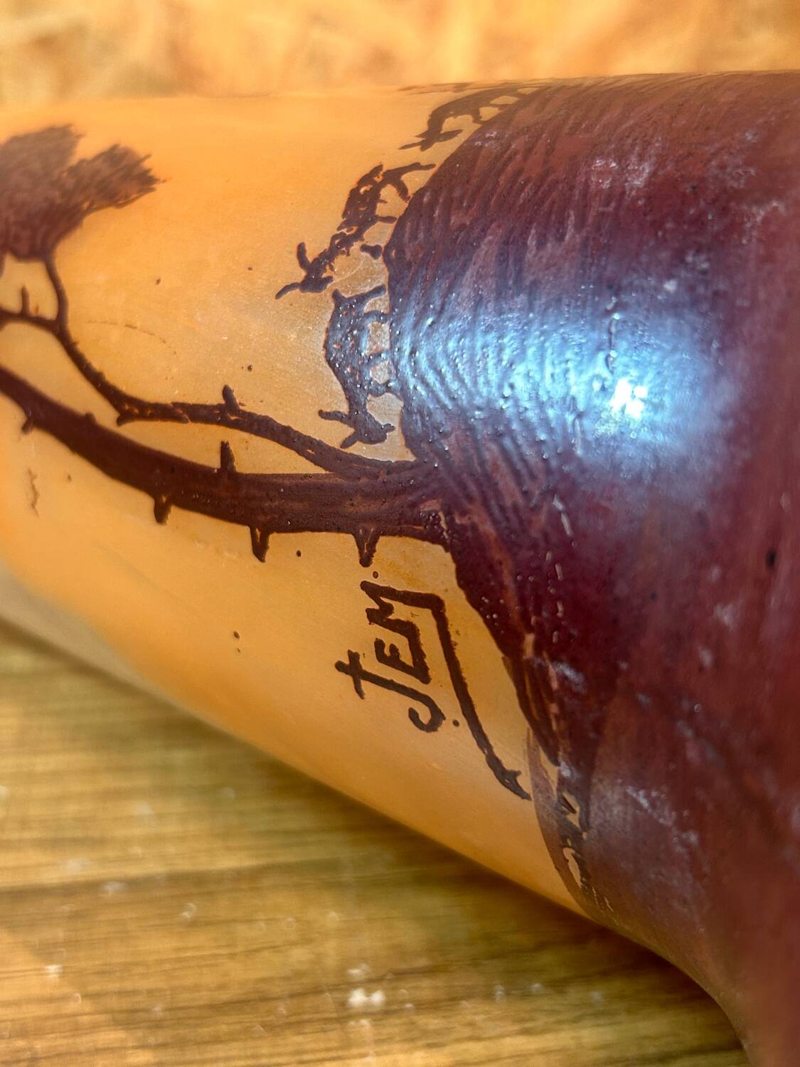 Old vase signed jem joseph mûre hand painted student of legras shepherdess decor