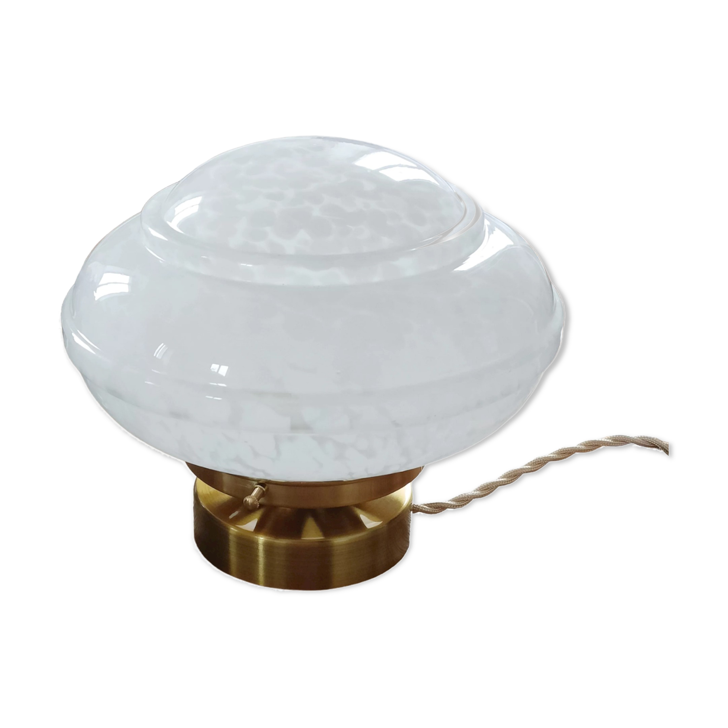 Table lamp globe saucer glass Clichy white