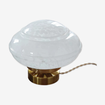 Table lamp globe saucer glass Clichy white