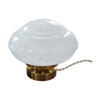 Table lamp globe saucer glass Clichy white