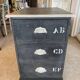 Antique professional furniture in patinated wood with 3 administration locker drawers