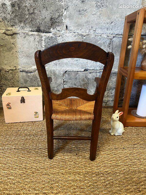 Fauteuil en paille vintage pour enfant