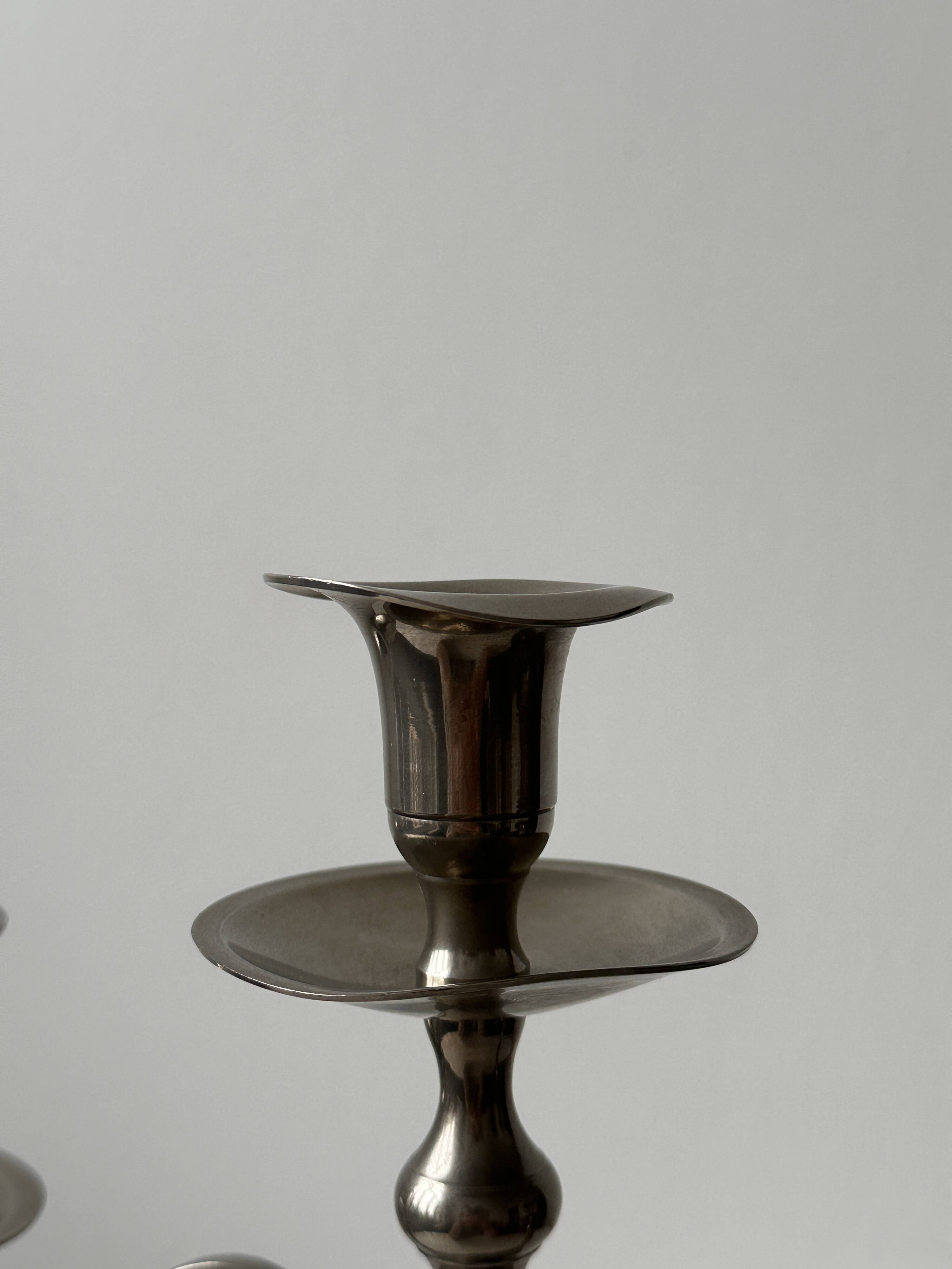 3-light candlestick in silver metal