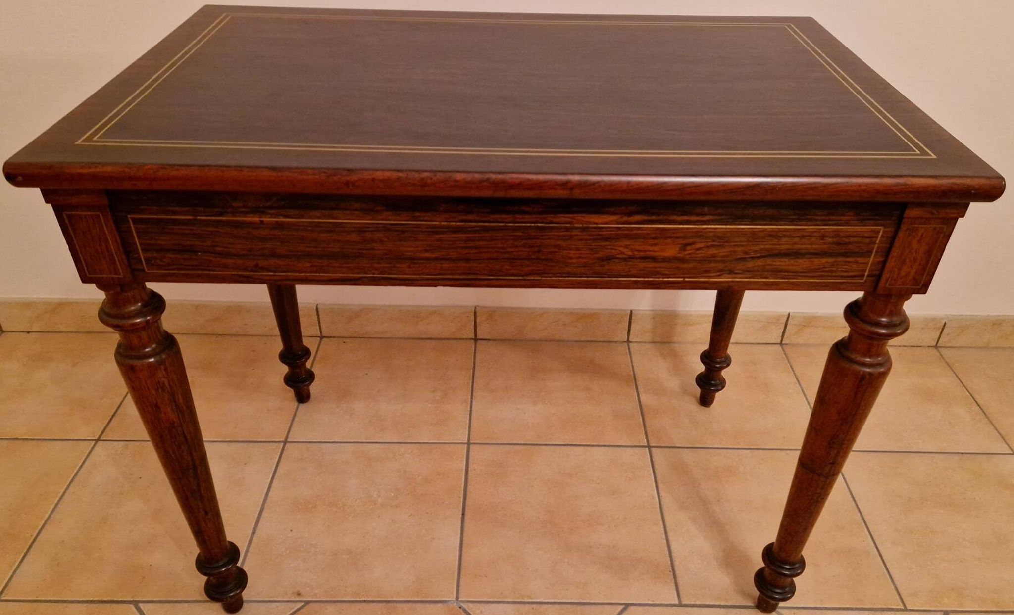 Restored antique Louis XVI style desk with a 19th-century leather top.