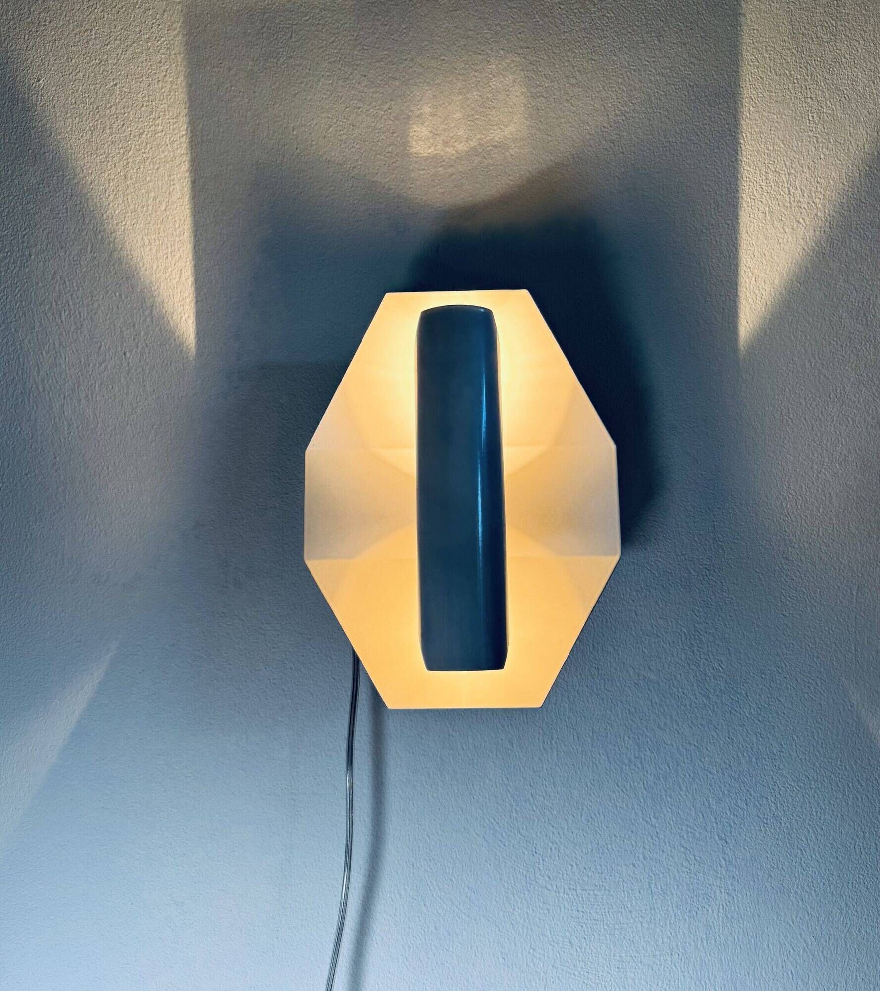 Geometric Sculptural Wall Lamp In White By Dijkstra Lampen, The Netherlands, 1980S