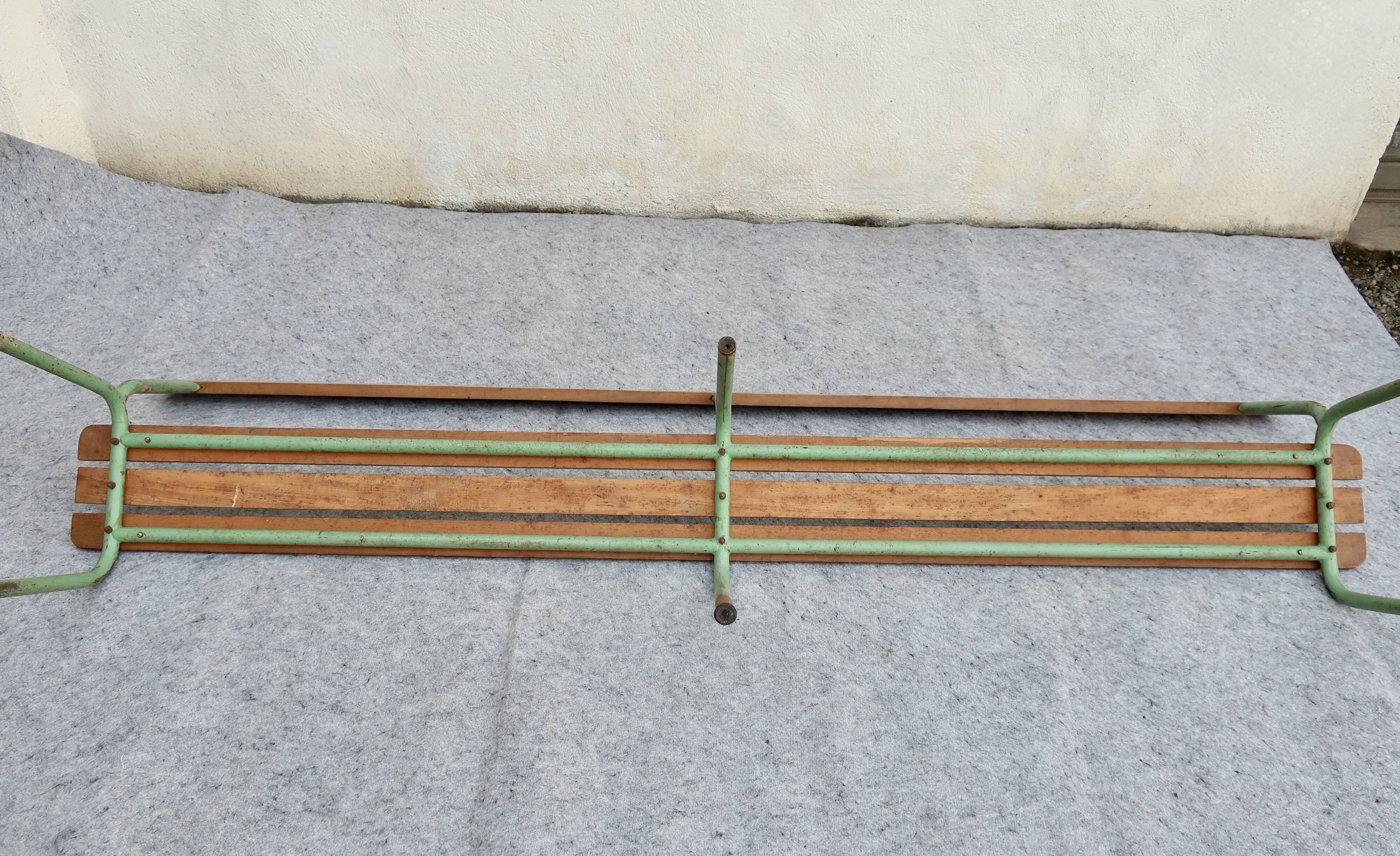 Large vintage 1950's "stella" school bench with backrest, adult height