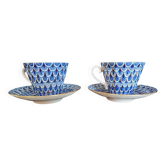 Pair of Russian imperial porcelain cups "Lomonosov" from St Petersburg