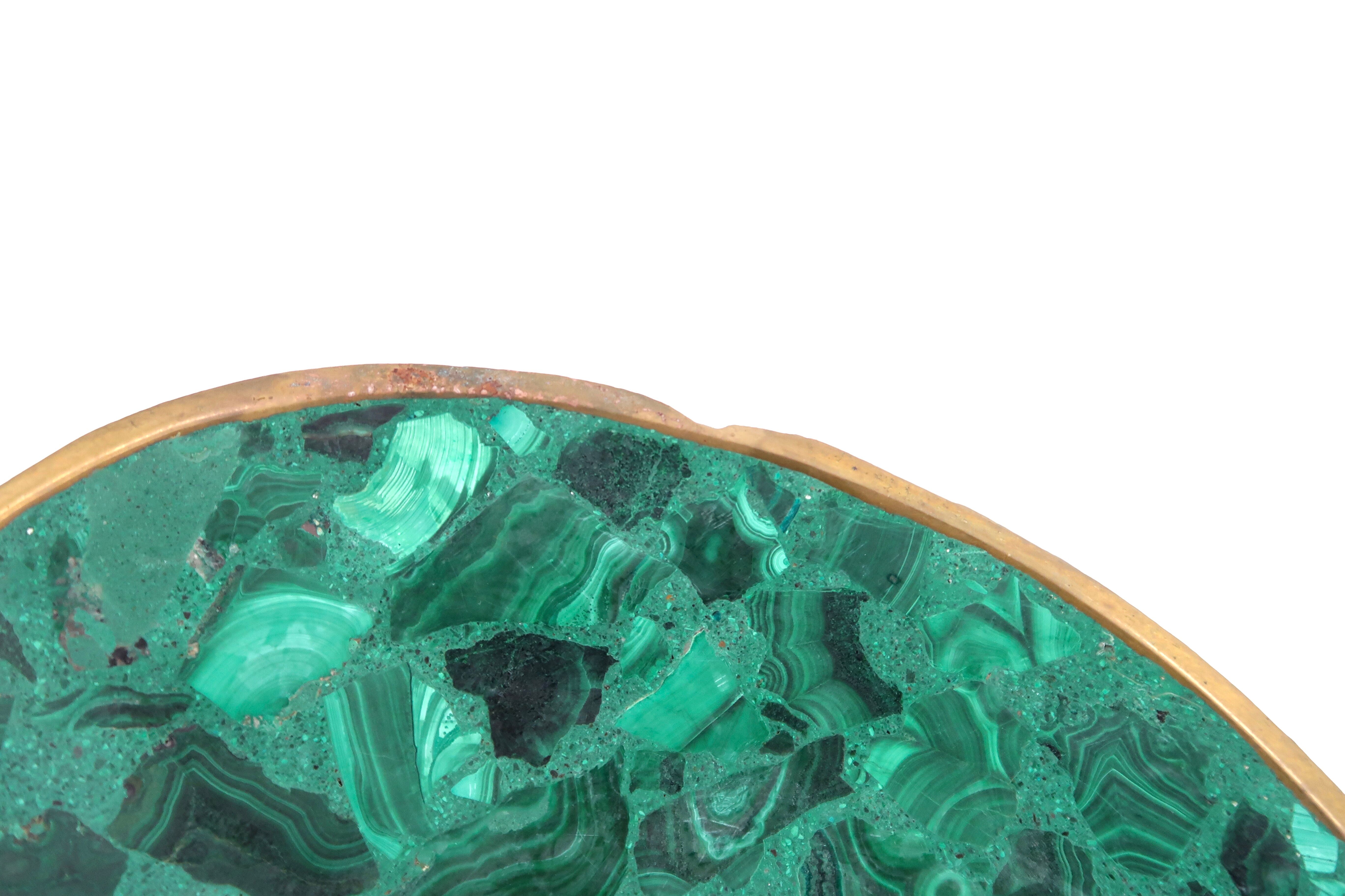 Vide poche en malachite et laiton, années 60