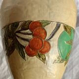 Vintage brass vase with cloisonné enamel floral decoration