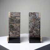 Pair of bookends, Art Deco fireplace decoration in antique marble from the 1920s-1930s.
