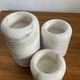 Trio de bougeoirs rouleaux vintage en marbre blanc