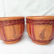 Duo de cache-pot vintage osier tressé