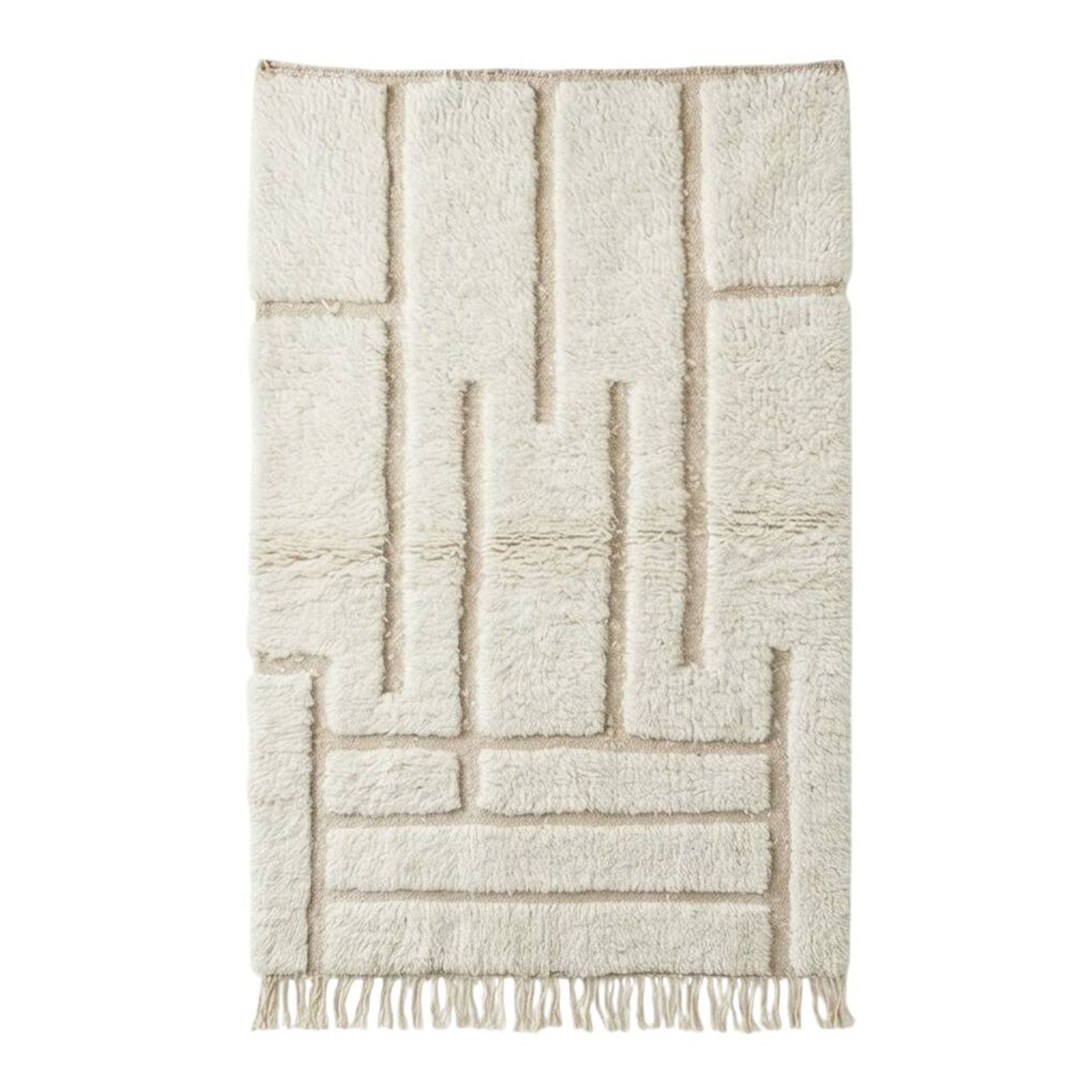 Tapis marocain blanc à motif graphique
