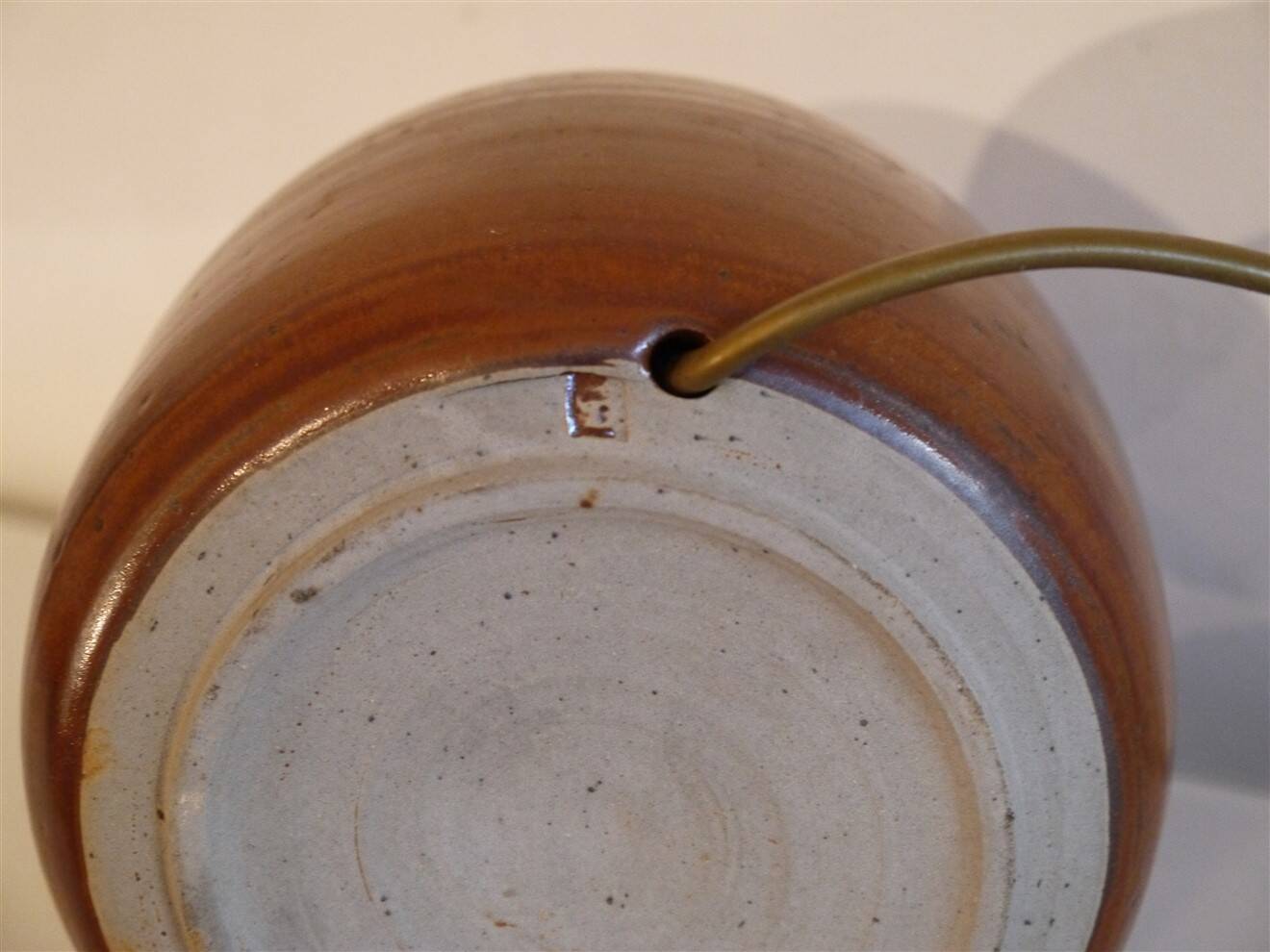 Vintage turned stoneware lamp