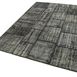 Handwoven turkish contemporary 176 cm x 245 cm black patchwork rug