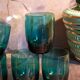 Six verres de verrier bleus paon vintages