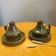 Pair of vintage glazed stoneware candle holders