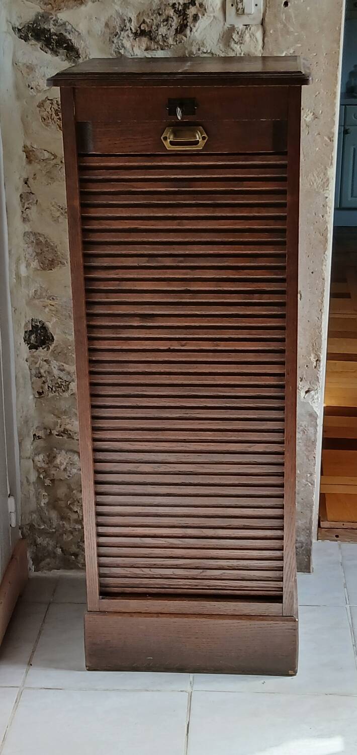 Vintage Filing Cabinet / Roll-Top Cabinet Circa 1940 – Oak Veneer
