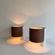 Pair of vintage table lamps, white and brown, “slim” by Gramigna for Quattrifolio, 1964 Italy
