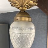 Bronze ceiling lamp and glassware