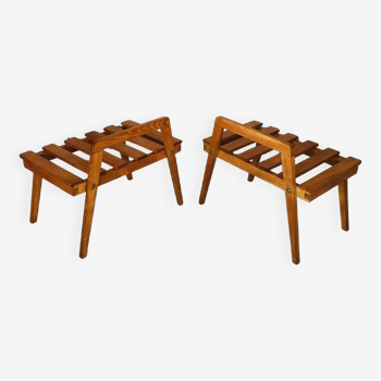 Paire de tables d’appoint à lattes, stylé scandinave, années 60