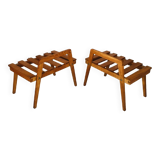 Pair of slatted side tables, Scandinavian style, 60s